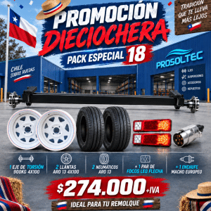 Promoción Dieciochera - Pack Especial 18 (Eje de Torsión + Llantas + Neumáticos + Accesorios)