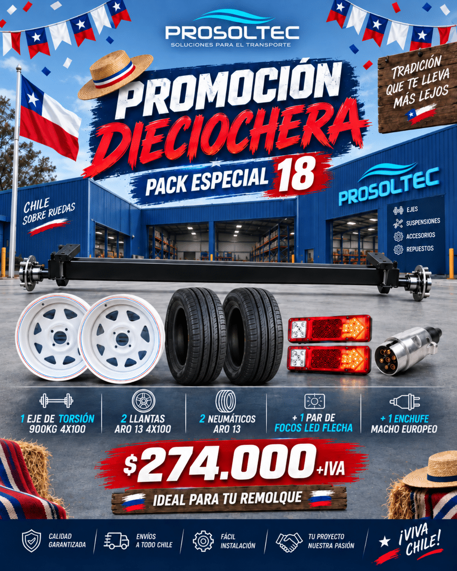 Promoción Dieciochera - Pack Especial 18 (Eje de Torsión + Llantas + Neumáticos + Accesorios)